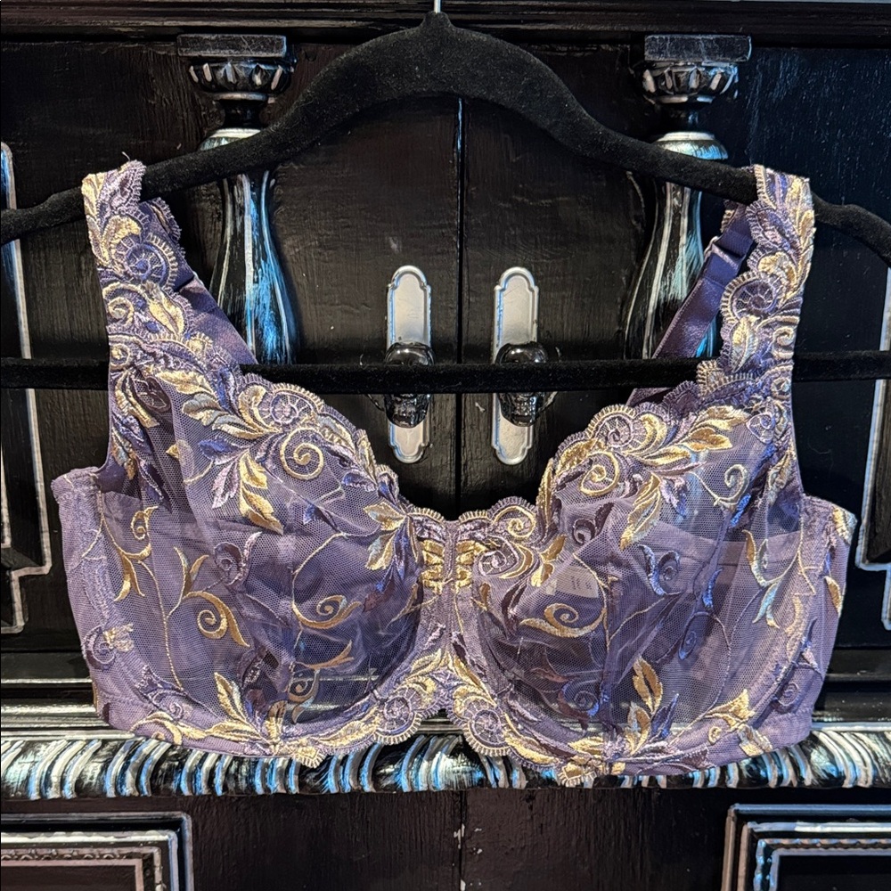 Soma Elegant Sheer Purple Lace Bra 38D NWOT